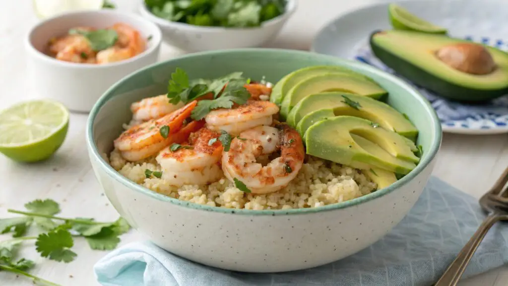 Keto Shrimp and Avocado Rice Bowl