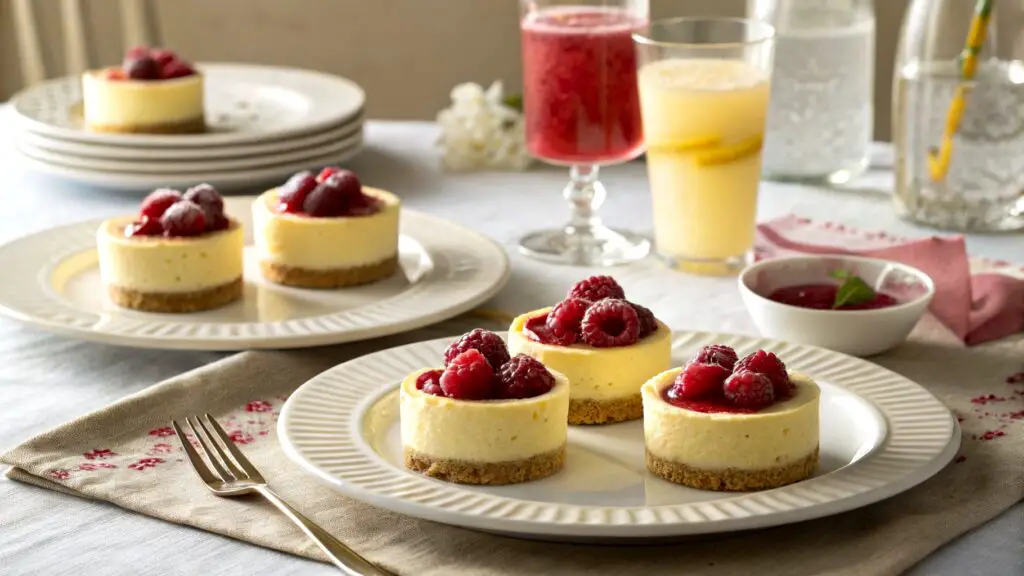 No Bake Lemon Raspberry Mini Cheesecakes