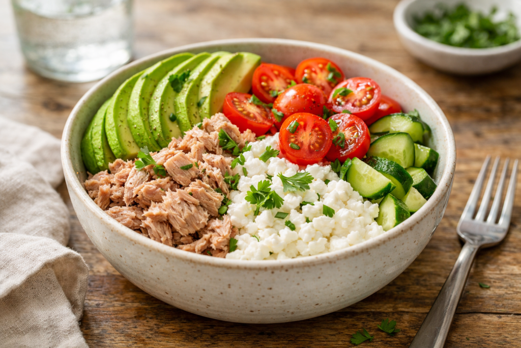 Tuna and cottage cheese bowl
